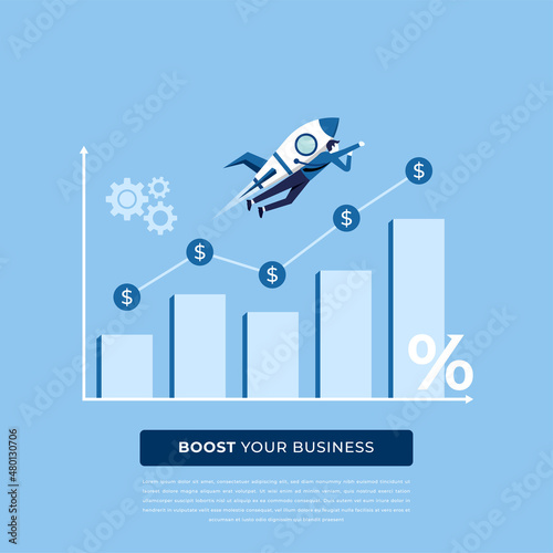 Boosting business concept. Business growth with successful financial strategy