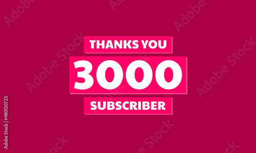 Thank you 3000 followers, red violet Greeting card template for social media. © Bagas Dwiargo