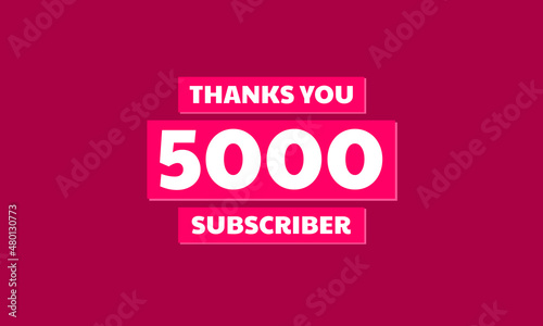 Thank you 5000 followers, red violet Greeting card template for social media.