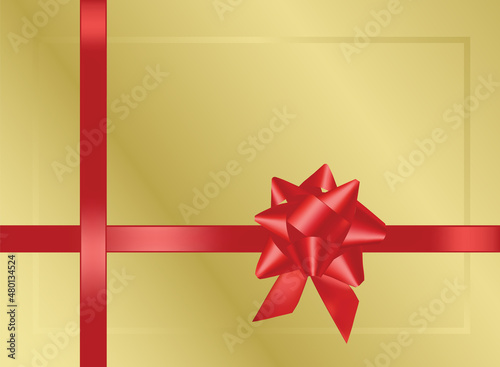 Gift tie ribbon of red and gold christmas xmas presents