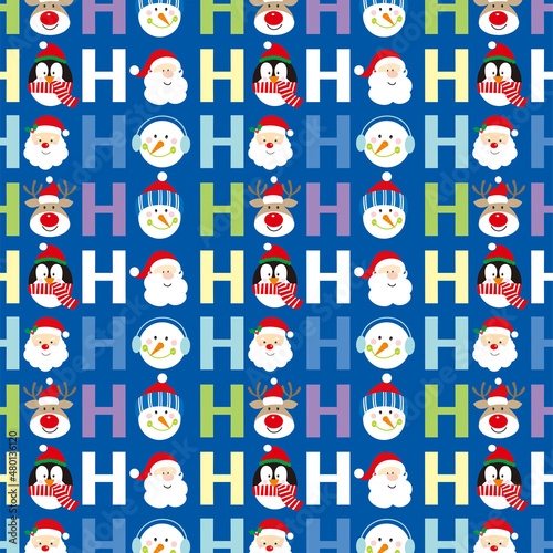 christmas seamless pattern with ho ho ho letter