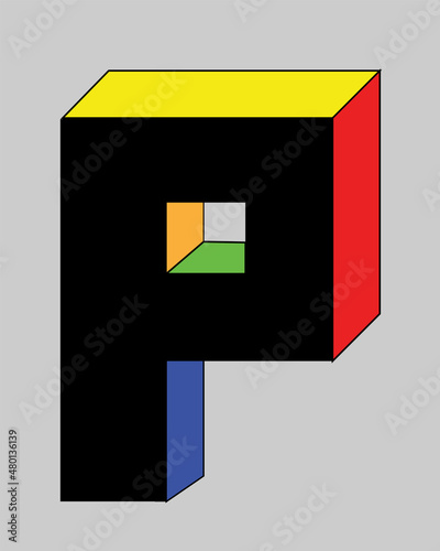 Letter P 3D with different colors