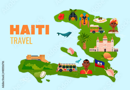 Haiti Map Poster photo