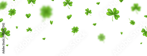 Clover leaf banner. St Patrick day background. Shamrock green leaves. Happy Irish saint card. Festival Ireland flower. Lucky fortune symbol. Celebration march frame. Vector illustration