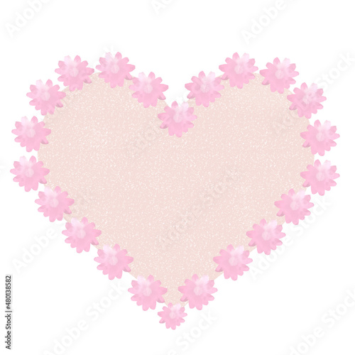 Heart shaped wreath, Flowers, Valentine's Day, wedding, postcard, invitation.