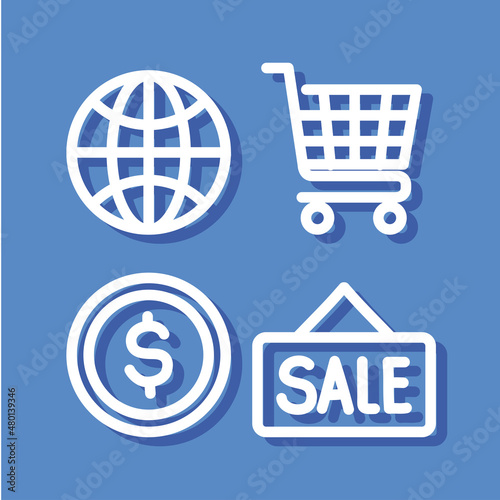 electronic commerce linear icons