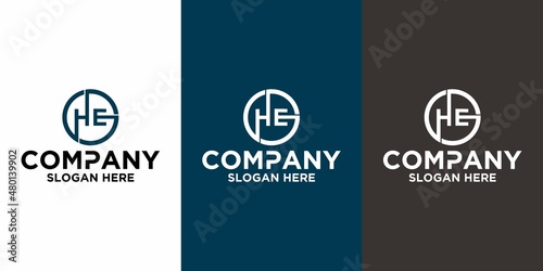 Initial letter HE logo vector design template