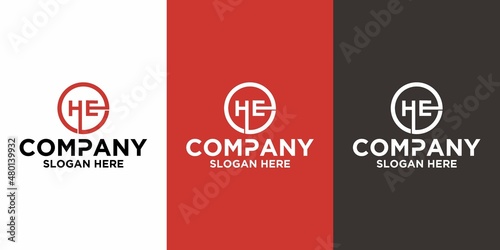 Initial letter HE logo vector design template