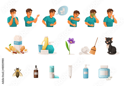 Allergy Cartoon Set