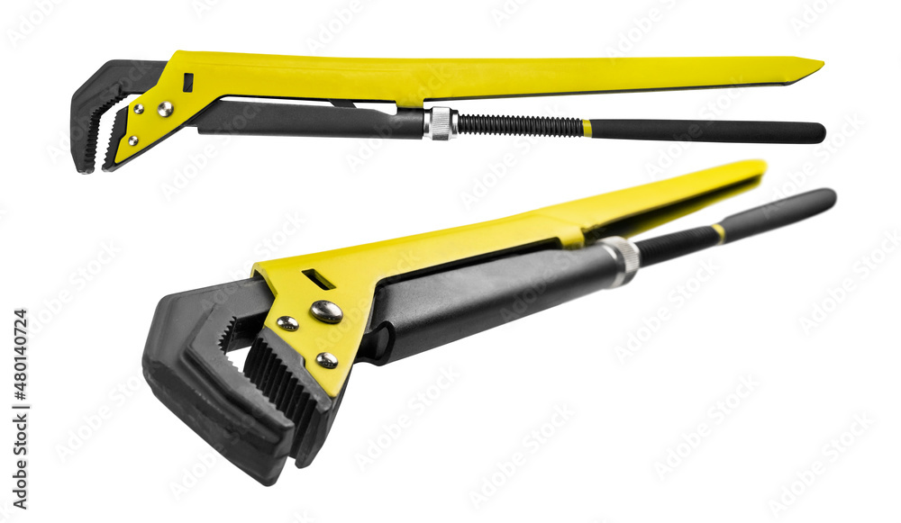 Adjustable wrench in different angles on a white background Adjustable wrench in different angles on a white background