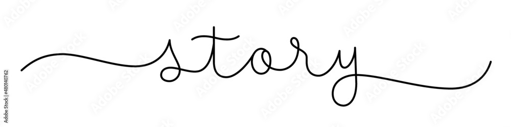 STORY black vector monoline calligraphy banner with swashes STORY black vector monoline calligraphy banner with swashes