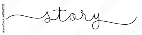 STORY black vector monoline calligraphy banner with swashes