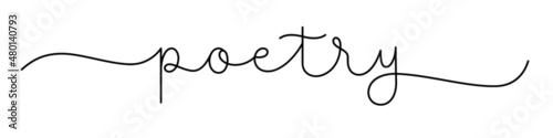 POETRY black vector monoline calligraphy banner with swashes