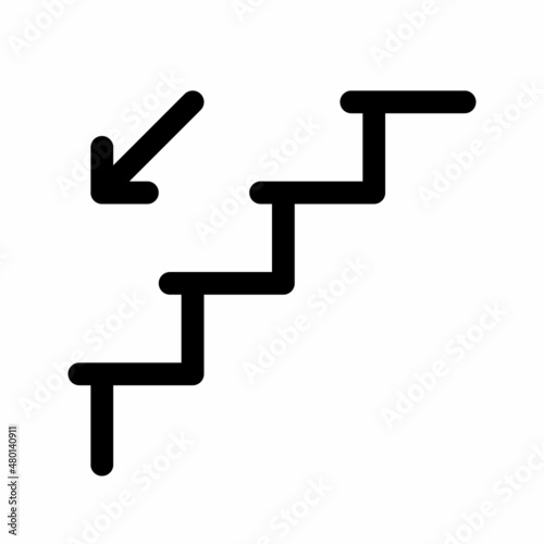 Stairs down line icon. Staircase pictogram. Ladder sign. Linear style stairs symbol. Editable stroke. Vector graphics