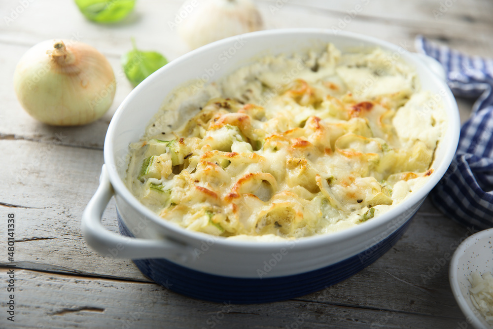 Homemade onion and cauliflower bake with cheese Homemade onion and cauliflower bake with cheese