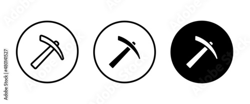 mining tool pickaxe, Mining, Hammer icon sign, symbol, logo, illustration, editable stroke, flat design style isolated on white