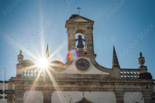 Historic entrance to the old town known as Arco da vila, Faro, Algarve, Portugal
