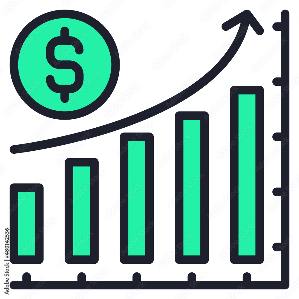 Growth filled line color icon