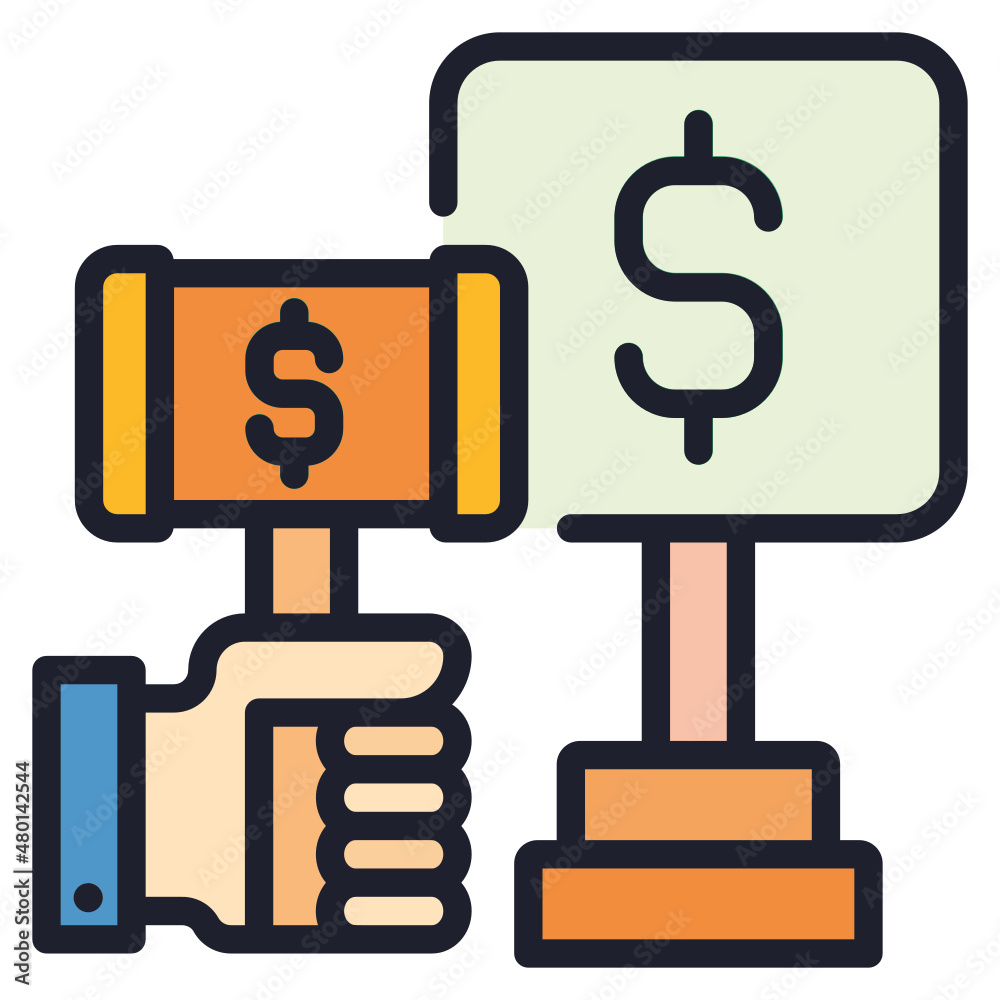 Auction Bid filled line color icon