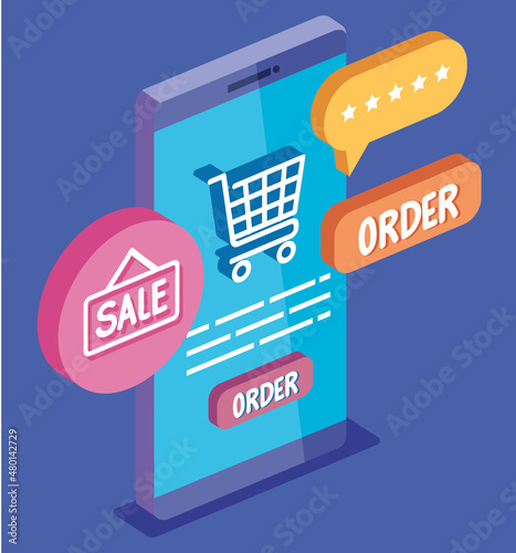 smartphone with shopping cart