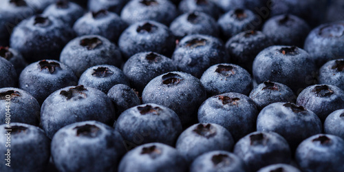 Blueberry pattern with drops close-up