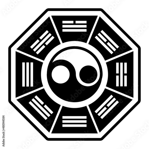 Feng shui Concept, horoscope Vector Icon Design, Traditional Chinese Culture Symbol, Year of the Tiger 2022 Sign, China Travel Guide Stock Illustration