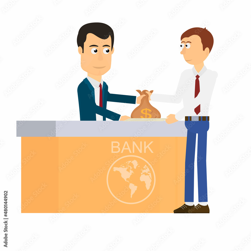 Banker. Bank lending, vector illustration Banker. Bank lending, vector illustration