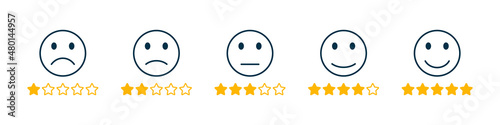 Five Star Satisfaction. Satisfaction survey icons. Customer review satisfaction feedback survey concept. Vector illustration