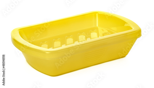 Canvas Print Empty plastic soap dish isolated on white