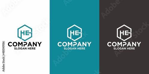 Initial letter HE logo vector design template