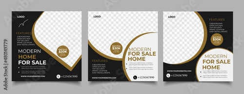 Real estate house social media post or square banner template 
