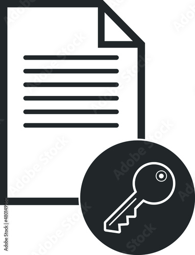 key with document icon, authentication icon vector isolated 