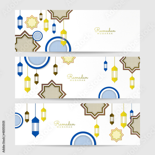 Ramadan kareem horizontal banner background. Ramadan kareem islamic greeting card background vector illustration