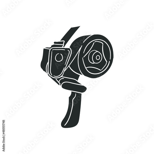 Packaging Tape Dispenser Icon Silhouette Illustration. Delivery Adhesive Roller Vector Graphic Pictogram Symbol Clip Art. Doodle Sketch Black Sign.