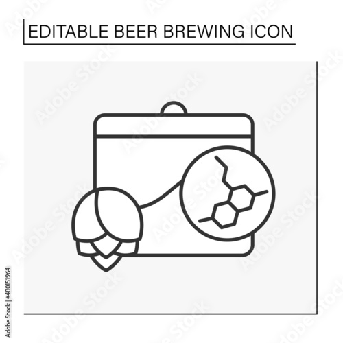  Fermenting line icon. Yeast converts glucose in wort to ethyl alcohol. Beer brewing concept. Isolated vector illustration. Editable stroke