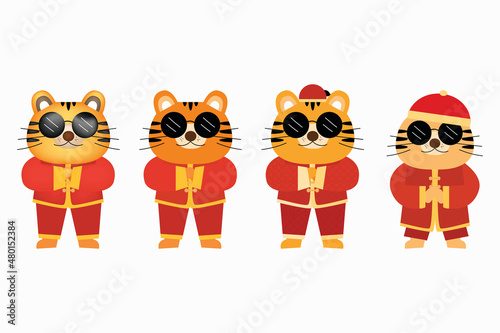 Chinese new year 2022. year of tiger zodiac. adorable cute tiger