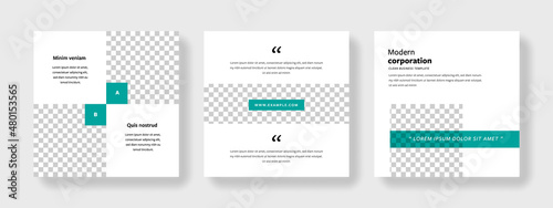 Trendy contemporary design, editable web banner, clean business social media layouts with photo placeholder, modern corporate square templates for corporation