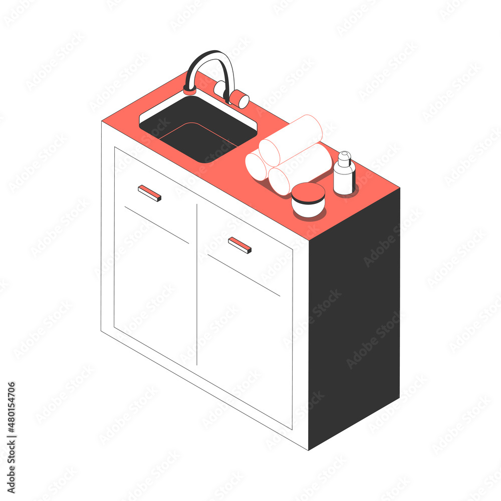 Sink Isometric Icon Sink Isometric Icon
