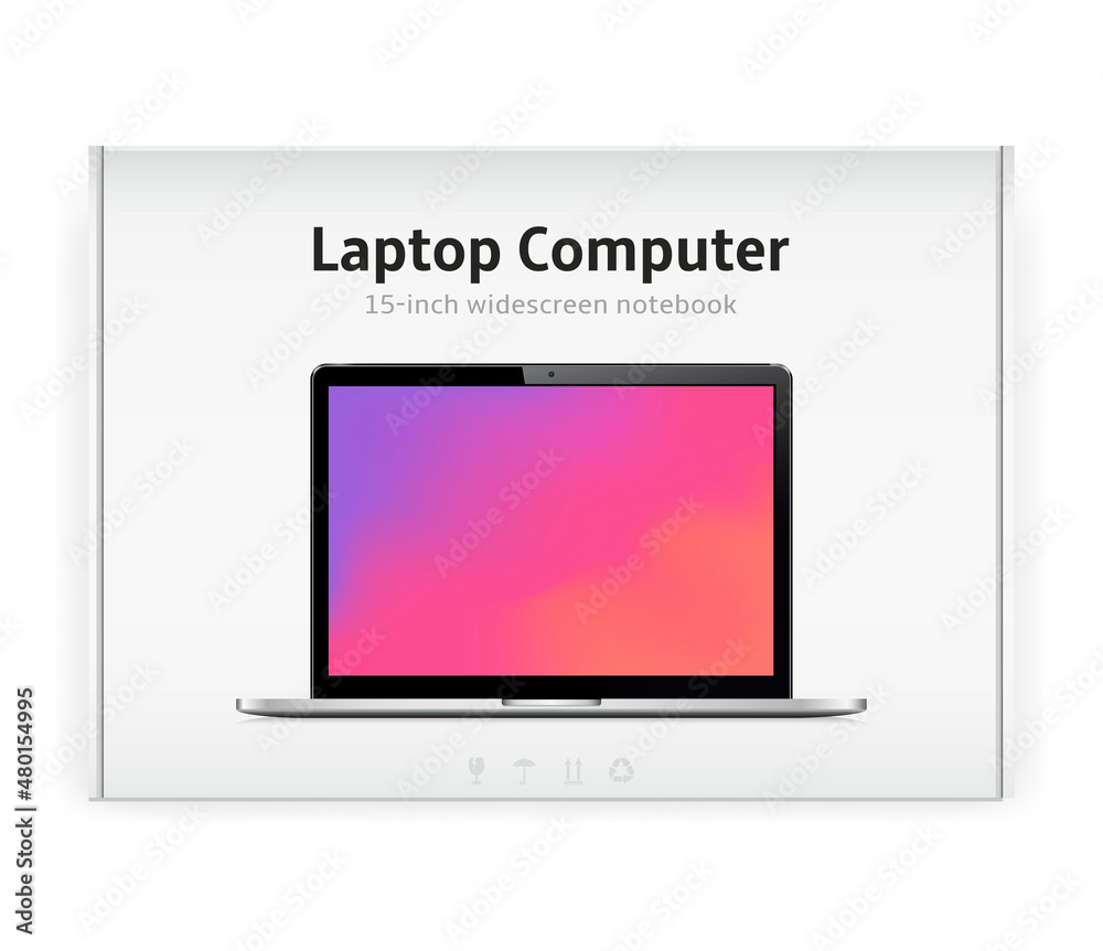 New laptop computer in box New laptop computer in box