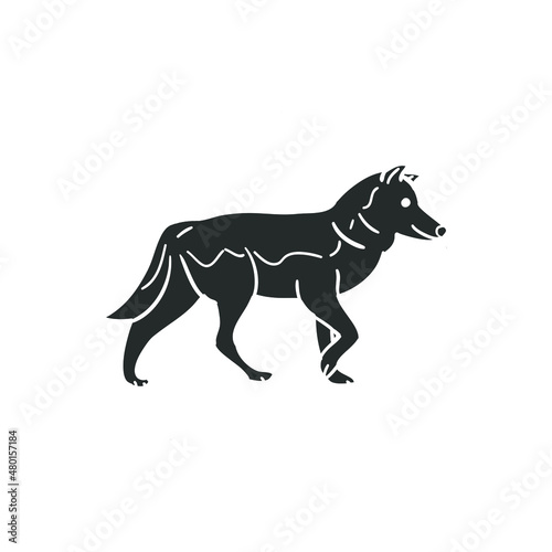 Wolf Icon Silhouette Illustration. Animal Fur Predator Vector Graphic Pictogram Symbol Clip Art. Doodle Sketch Black Sign.