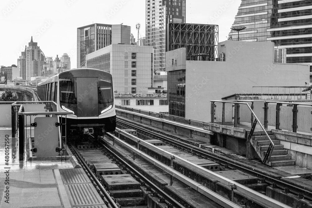 Fototapeta premium The Skytrain and Cityscape in Bangkok Thailand Southeast Asia