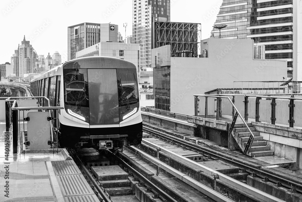 Naklejka premium The Skytrain and Cityscape in Bangkok Thailand Southeast Asia 