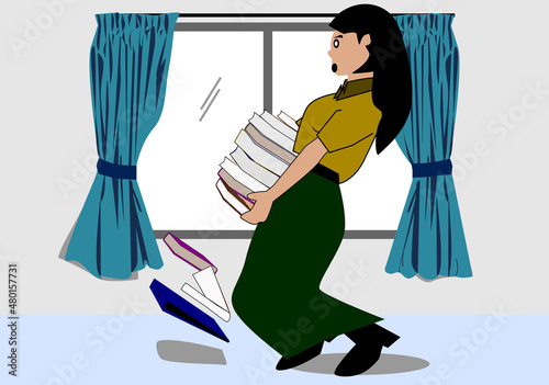 Women make book and ducuments fall