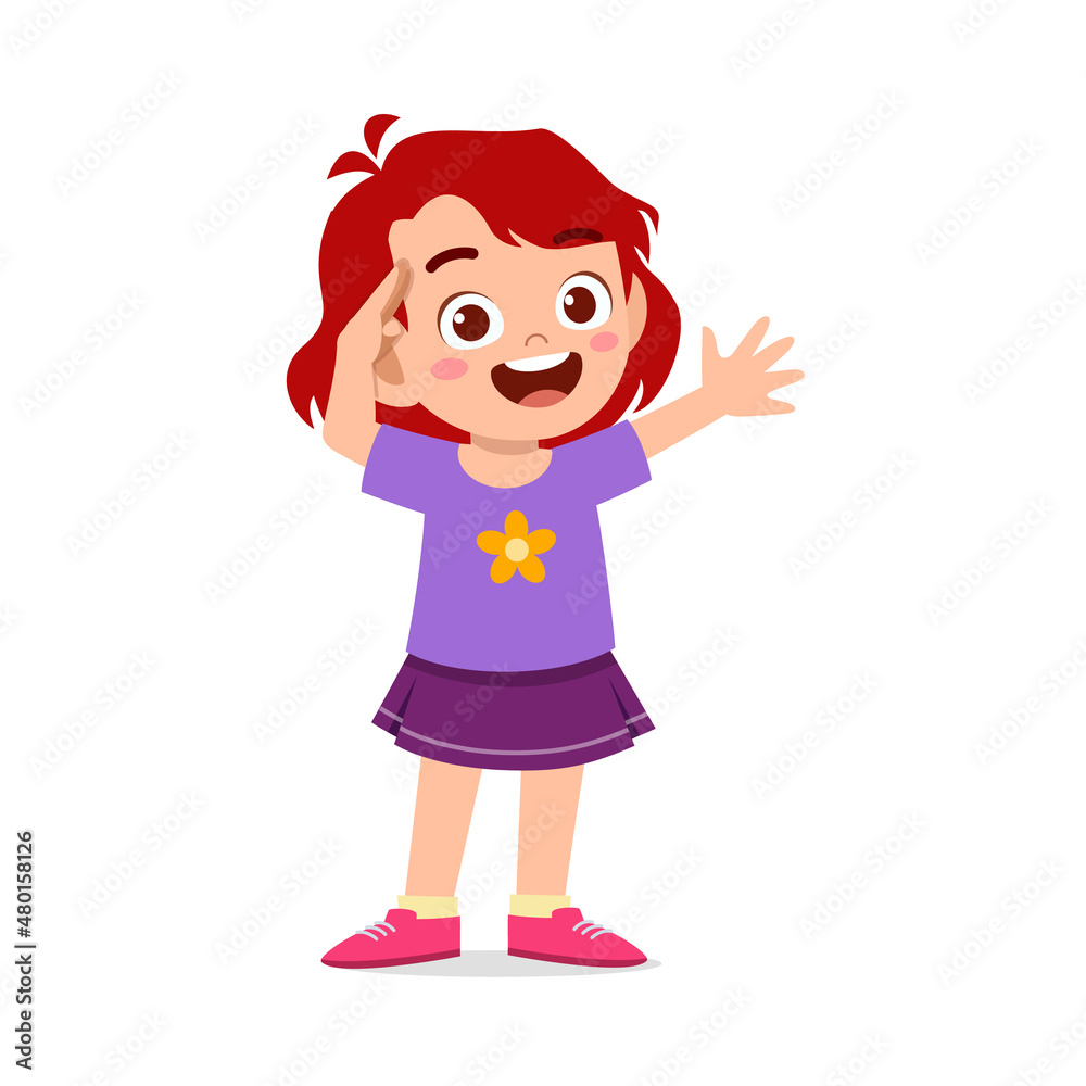 cute little girl stand and give salute pose cute little girl stand and give salute pose