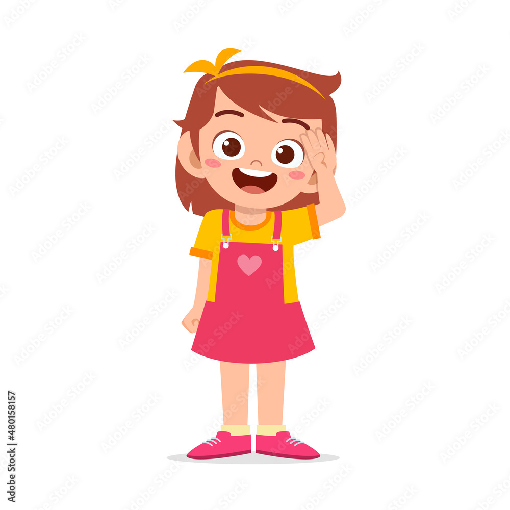 cute little girl stand and give salute pose cute little girl stand and give salute pose