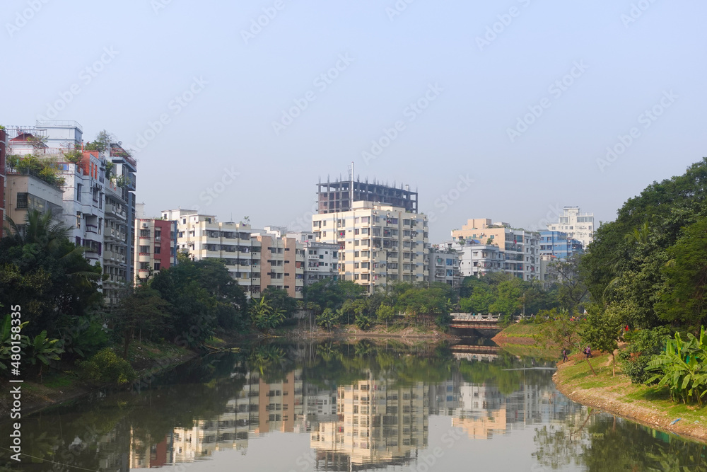 financial and residential buildings in dhaka city in bangladesh,