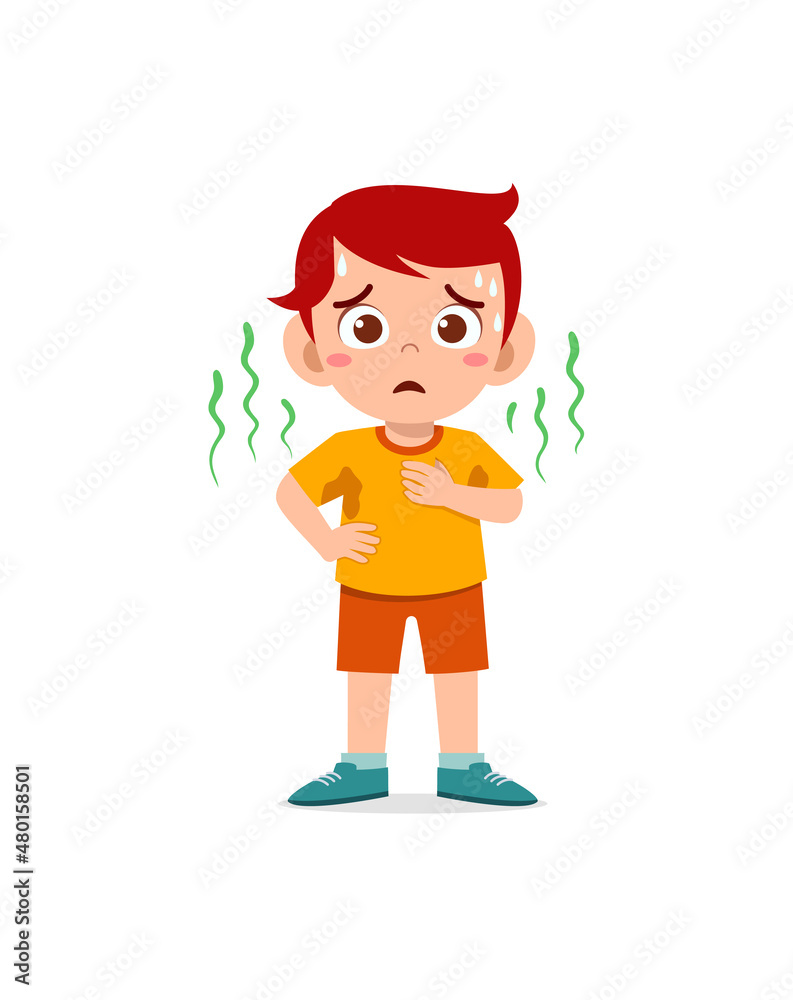 cute little boy have sweaty body and bad smell cute little boy have sweaty body and bad smell