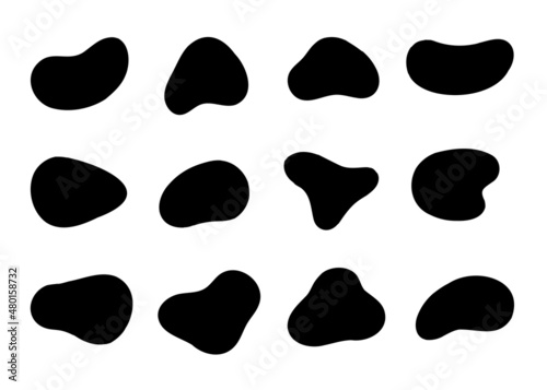 Incorrect drop shape. Abstract elements in fluid detection in design. Black abstract spot on a white background.