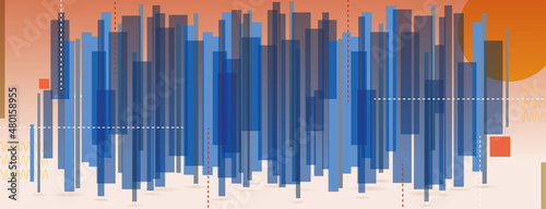 Copertina social, banner, astratto, business, forme geometriche, azzurro, arancione