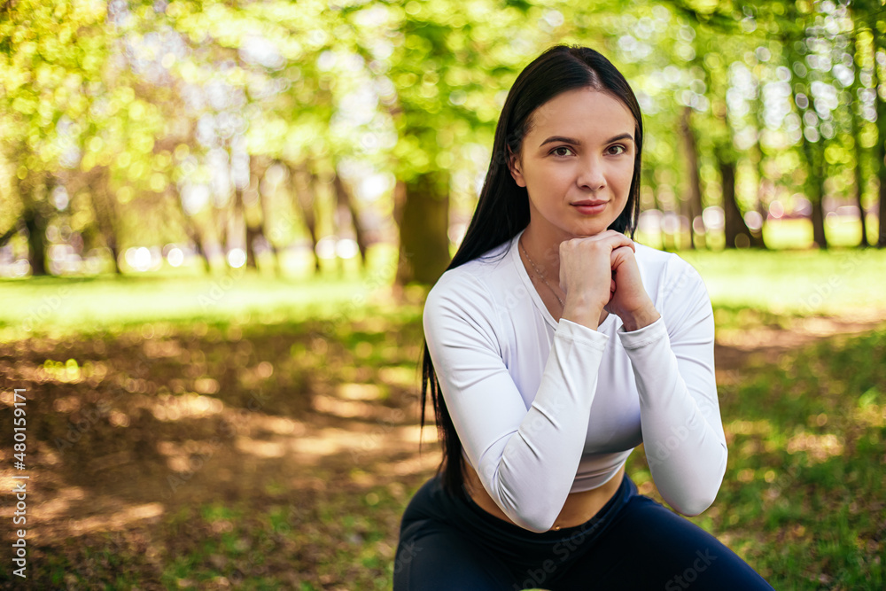 Girl stretches, prepares her body and muscles for a productive fitness workout, doing squats exercise. Flexible female sporty model in the city park. Image with copy space.
Girl stretches, prepares her body and muscles for a productive fitness workout, doing squats exercise. Flexible female sporty model in the city park. Image with copy space.